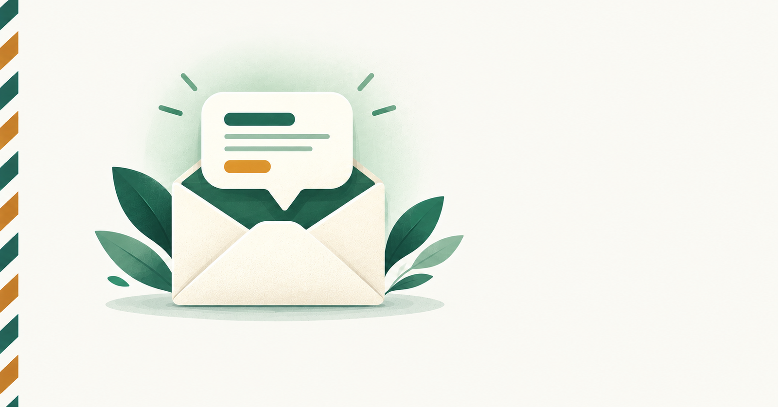 An opening envelope with a headline card rising out of it